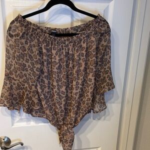 Express Animal Print Off-Shoulder Blouse